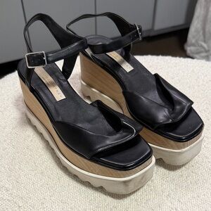 Stella McCartney Elyse Wedge Sandals in Black